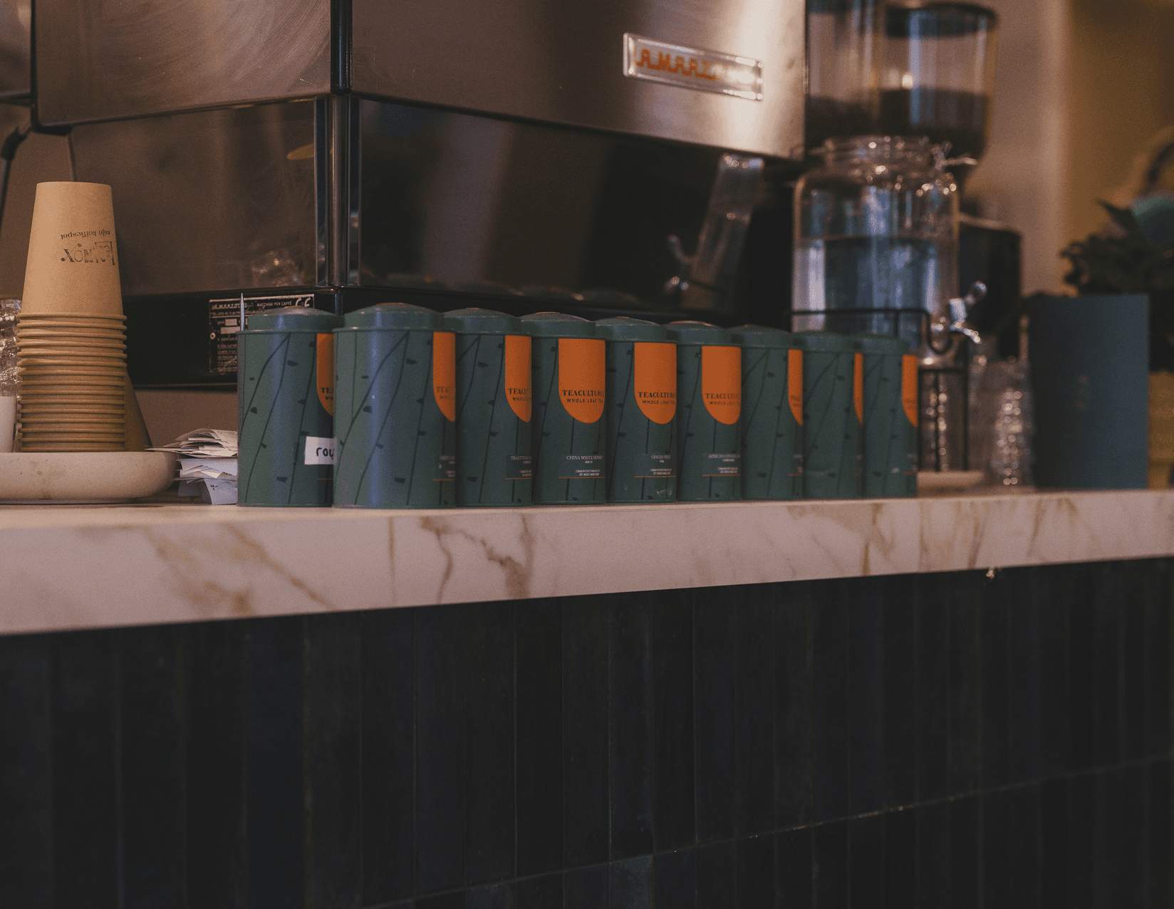 Coffee canisters on counter
